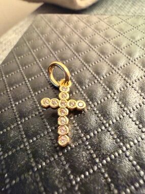 Pandora Gold Cross Pendant with Clear Stones